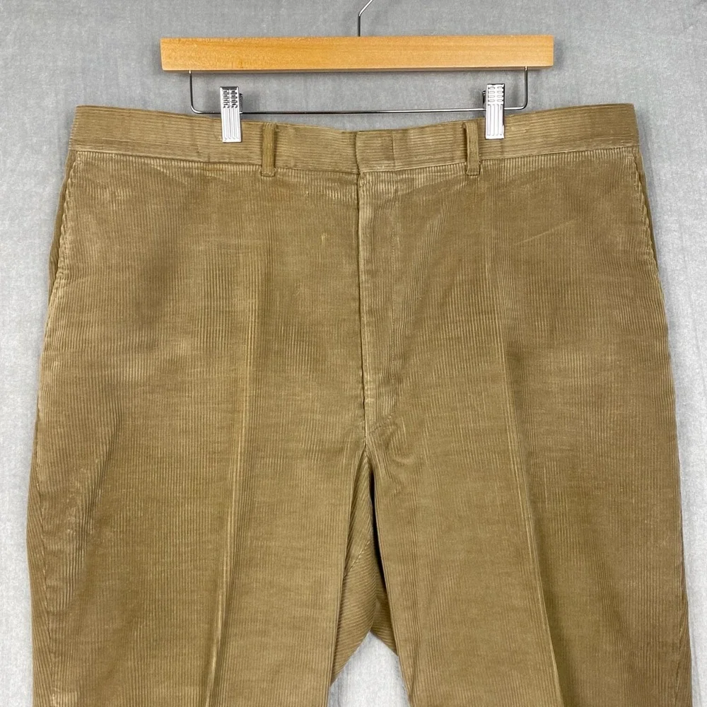 Vtg 80s Haggar Casuals Trousers Mens 40x25 Khaki Tan Wide Wale Corduroy Heritage - Picture 3 of 16